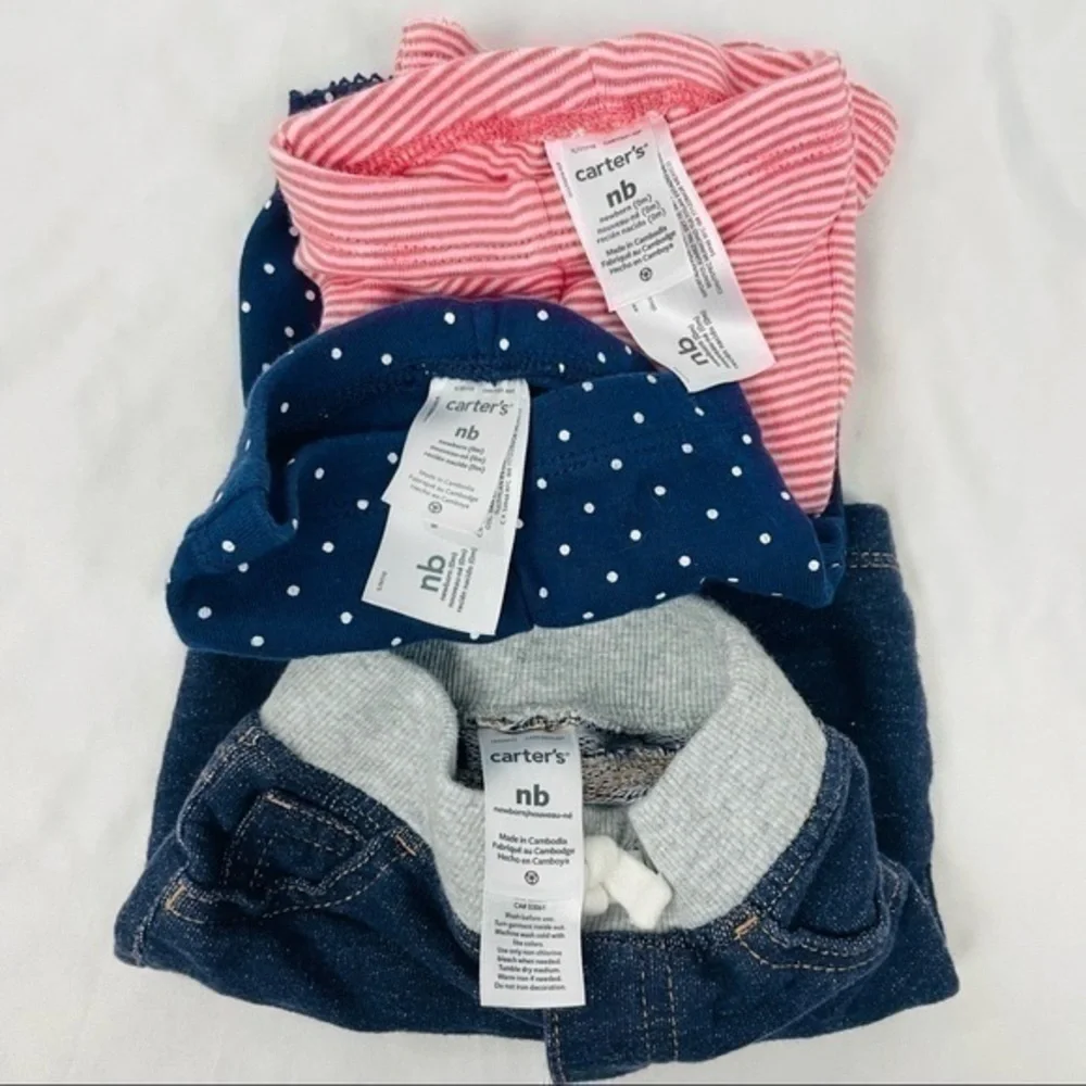 Carters 6 Piece Bundle | Baby - NB Newborn | Pull On Pants, Top, Bodysuit